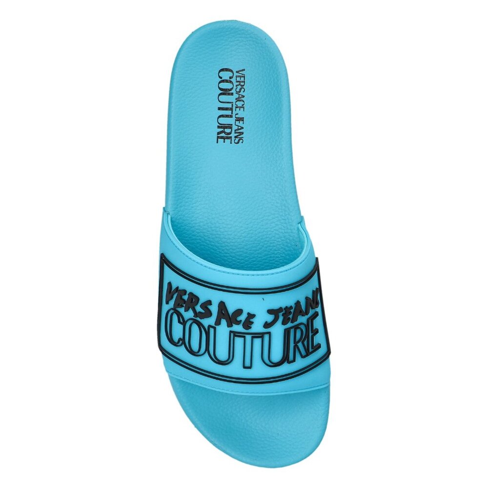 Versace Jeans Couture Blue Logo Slides EU 39 US 6 Men’s / 8 Women’s NEW